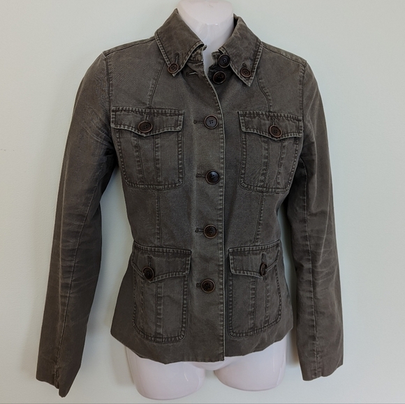 club MONACO cargo safari jacket 100% Cotton green 0 xs - Picture 2 of 13